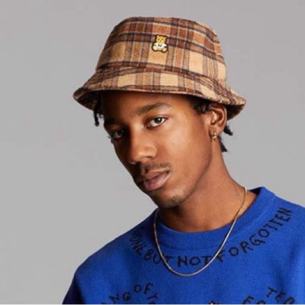 Teddy Fresh Brown Plaid Fuzzy Bucket Hat